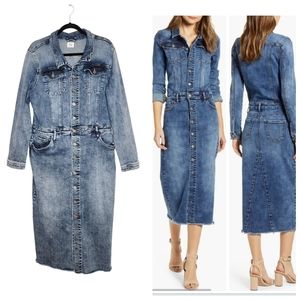 Denim Button-Down Midi Dress